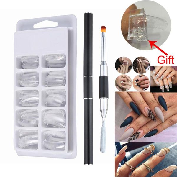 

nail art kits 2 in 1 tool set acrylic uv gel salon pen flat brush for decoration beauty tools polish brushes extension building