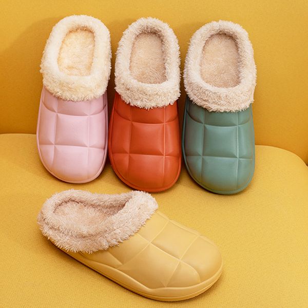 

winter woman slipper square cloth cotton platform slippers for women orange fur slippers home female shoes plush comfort, Black