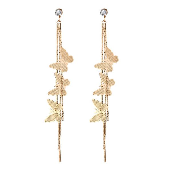 

dangle & chandelier zhouyang 2021 bufferfly long drop earrings for women trendy design accessories earing gift girls fashion jewelry kbe335, Silver
