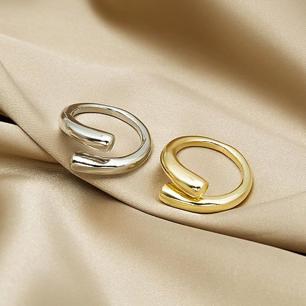 

cluster rings minimalist smooth lines stylish personality resizable opening vintage for women men fashion jewelry party, Golden;silver