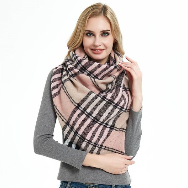 

scarves 2021 pink square scarf women autumn winter cashmere warm wool for ladies shawl capes, Blue;gray