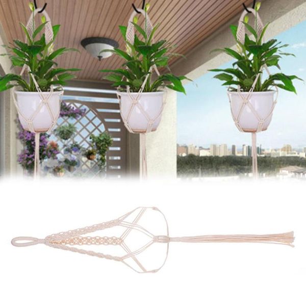 

planters & pots hand-woven natural rope macrame plant hangers indoor wall hanging flower pot holder for home decoration