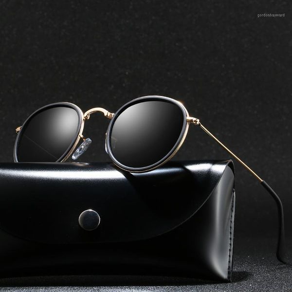 

polarized round sunglasses for men classic vintage driving decorative metal frames women shade glasses brand designer eyeglasses, White;black