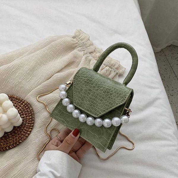 

evening bags pearl handle shoulder for women 2021 crossbody bag super mini design travel handbags stone pattern fashionable purses