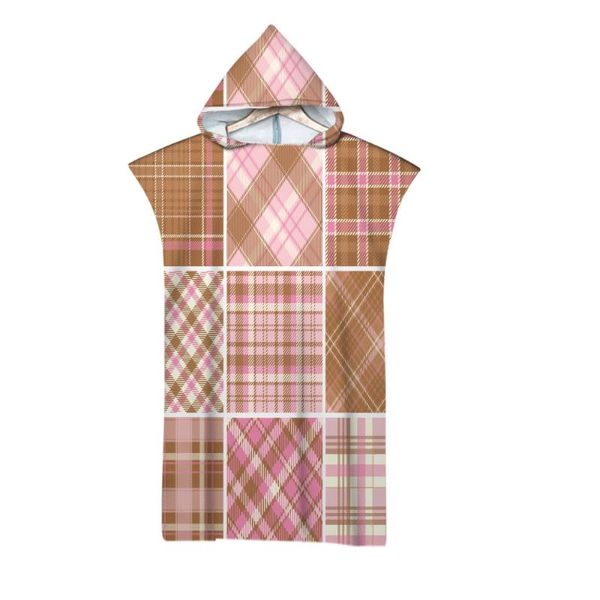 

towel square check pattern fashion digital printed beach hooded bath microfiber