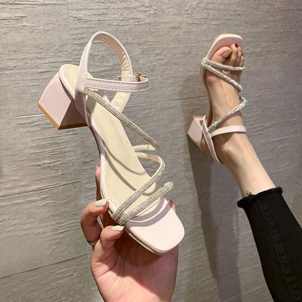 

sandals fashion womens shoes 2021 rhinestone suit female beige med clear heels luxury summer comfort black medium gladiator