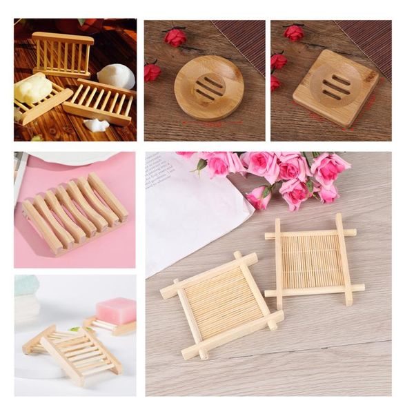 

soap dishes natural bamboo dish tray holder storage rack plate container 1pcs
