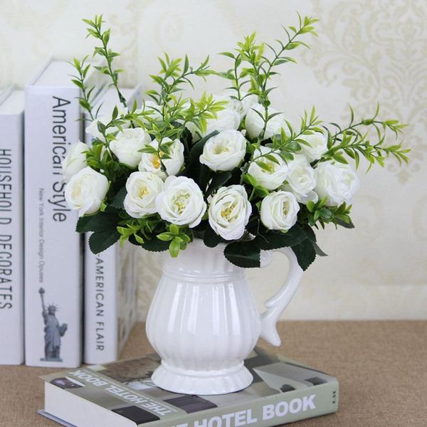 

roses simulation bouquet 5 forks artificial flowers home decoration furnishings wedding arch arrangement silk fake flowers