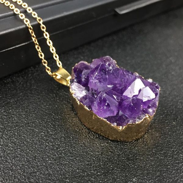 

pendant necklaces healing raw amethyst irregular necklace, Silver