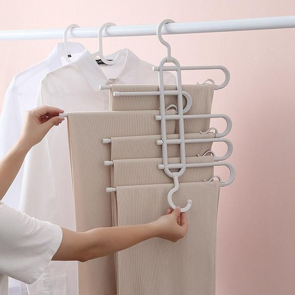 

hangers & racks adjustable 5-in-1 pants storage rack folding for clothes clips skirts