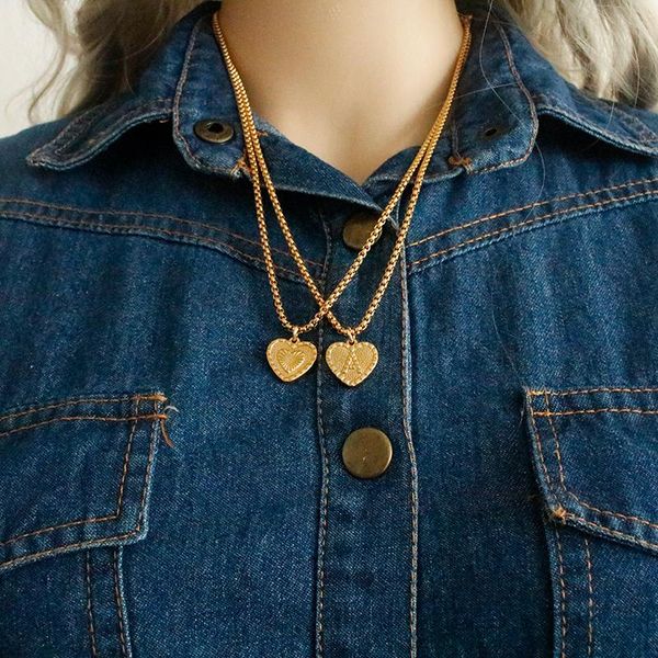 

pendant necklaces hip hop love 26 letter necklace clavicle chain stainless steel men and women japan south korea simple jewelry gift, Silver