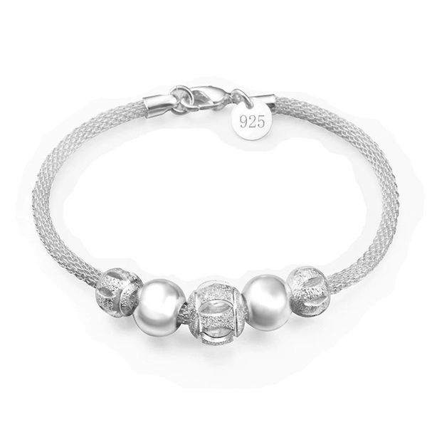 

charm bracelets silver plated bracelet mesh tube chain charms fahion color beads for women & bangles jewelry, Golden;silver