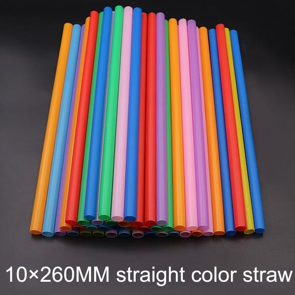 

drinking straws 100pcs disposable 10 x 260mm 8 color plastic straight tube
