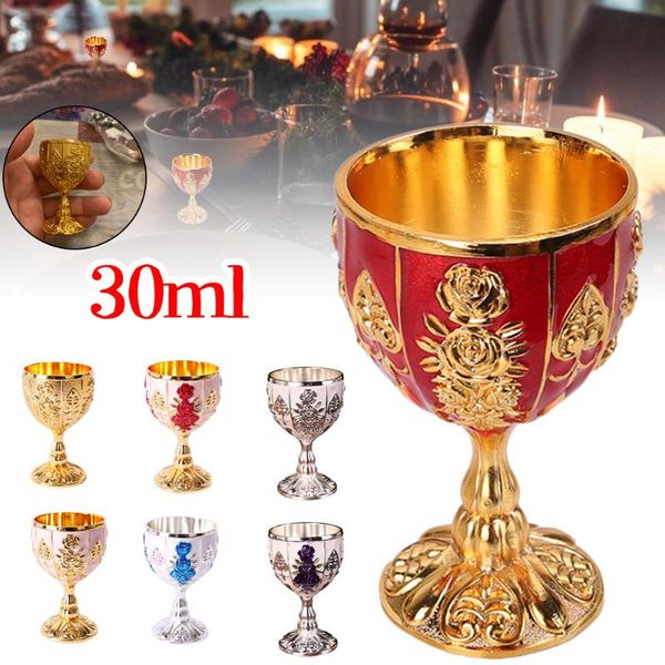 

mugs 30ml retro creative small beverage wine cup gold european style home bar manual grinding stable base