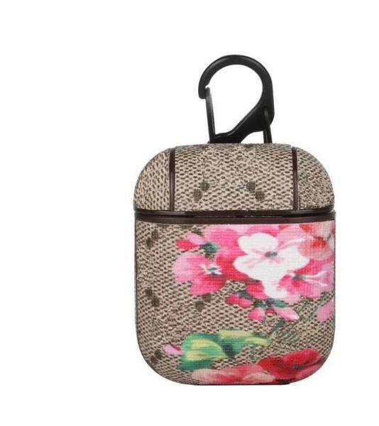 

fashion designer airpods case for 1/2 airpods pro case red flower printed airpods 1/2/3 protection package a04