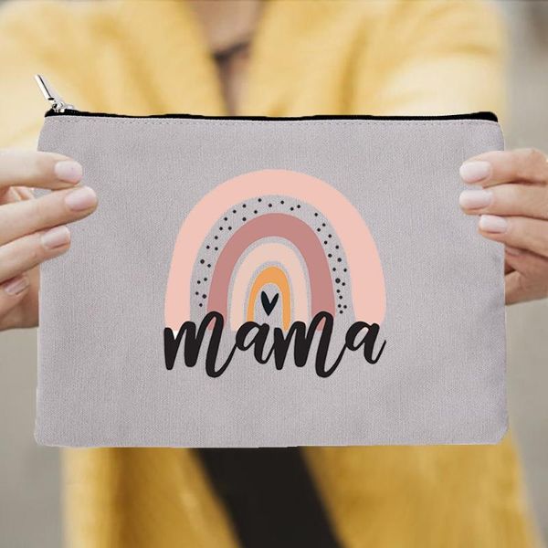 

cosmetic bags & cases rainbow mama canvas gray women fashion casual zipper makeup pouch toiletries organizers travel female gifts