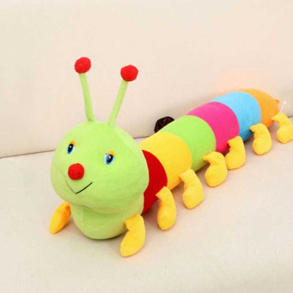 

High Quality Cute Colorful Caterpillar Long Pillow Infant Carpenterworm Inchworm Soft Appease Baby Plush Doll Toys, Multicolor