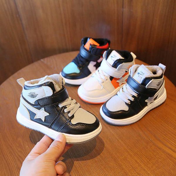 

children sports shoes girls autumn winter warm casual running boys comfortable sneakers basketball shoes kids board shoes g1025, Black;red