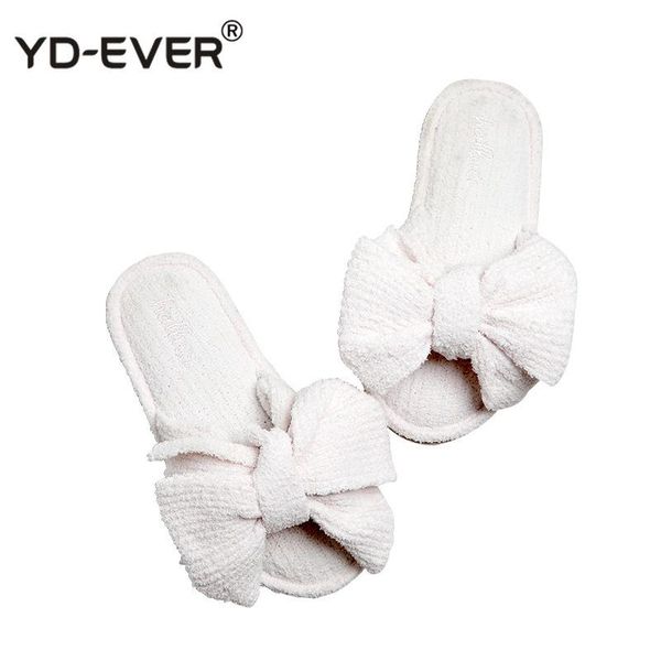 

slippers simple sweet bow home shoes woman cute peep toe flip-flops suede bedroom non-slip women, Black