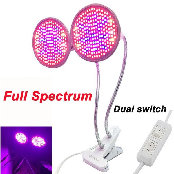 

full spectrum e27 plant grow light dual 200 led bulbs growing lights lamp desk clip green house indoor flower plants hydroponics