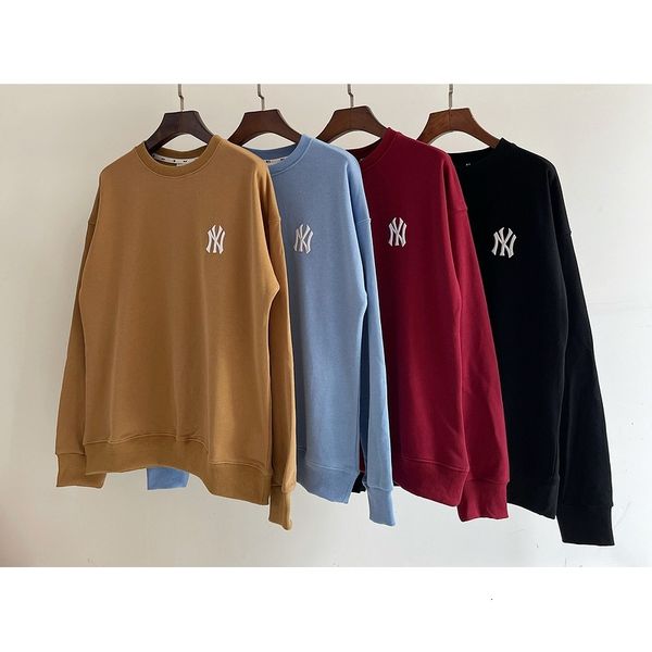 

hoodies trendy myb basic vintage ny back print chest embroidered hoodie, Black