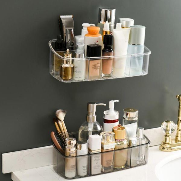 

bathroom storage & organization wall mounted rack punch adhesive tooth cup brush carrier shelf cosmetic bottle container plastic holder