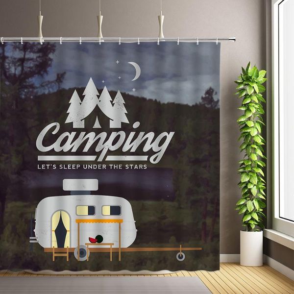 

shower curtains forest camping poster camper car woods outdoor landscape bathroom decor hanging curtain backdrop cloth set