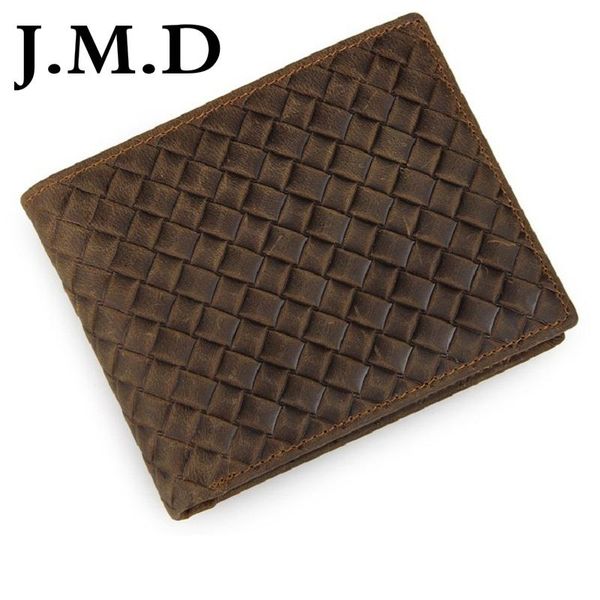

wallets j.m.d genuine crazy horse leather woven pattern men's pocket coin wallet, Red;black