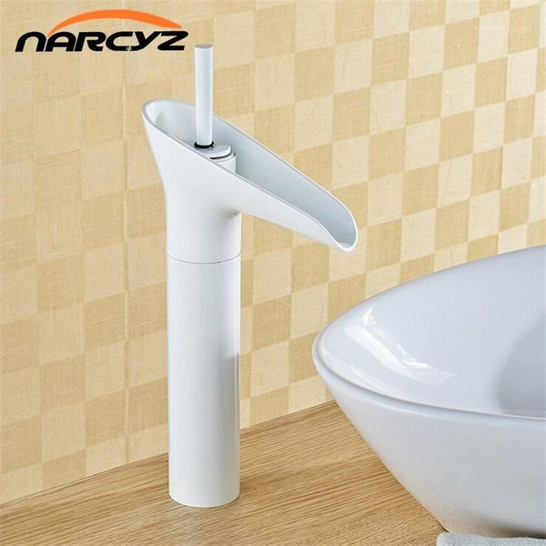 

bathroom sink faucets white painted deck mount waterfall faucet vanity vessel sinks mixer tap cold and water 8007w1