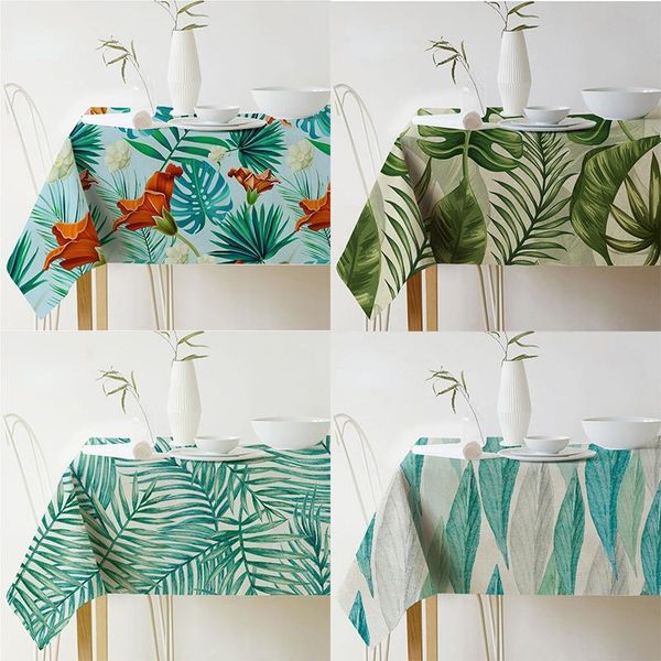 

table cloth 1pcs waterproof tablecloth nordic printed rectangular protectors green leaf tea cover coffee party home decorations