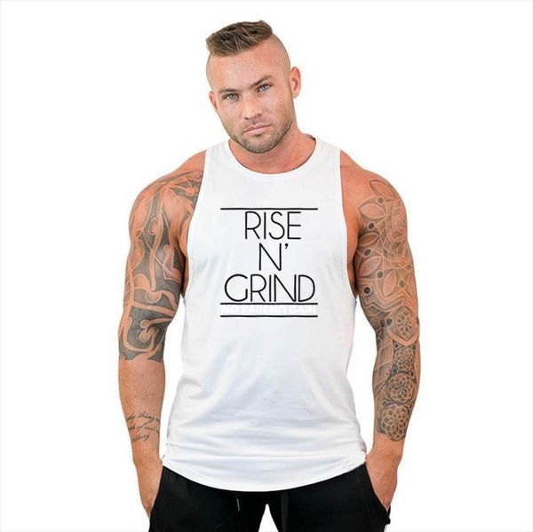 

fashion cotton clothing tank mens men bodybuilding muscle sleeveless singlets workout man shirt fitness training running vest, White;black