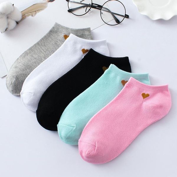 

summer socks women's korean version candy color love women's ship socks cotton shallow mouth non slip women's sh jllbzs, Black