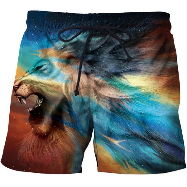 

men's swimwear 3d beach shorts men and women swimming lion print summer surf wear swim