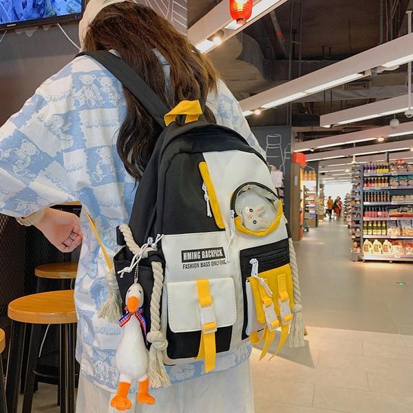 

school bags japanese contrast color fashion women's backpack cute dolls bookbags for teenage girls nylon waterproof travel backpacks