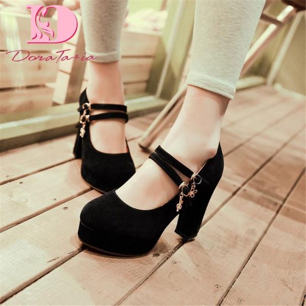 

dress shoes doratasia brand female 2021 platform spring pumps thick high heels buckle women concise elegant party woman, Black