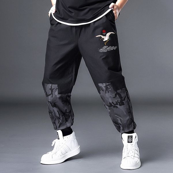 

2021 new plus 7xl 6xl 5xl hip hop patchwork sweatpants joggers trousers casual drawstring sportwear male hiphop personality gzoa, Black