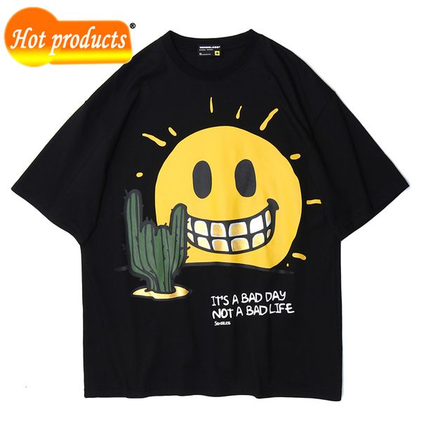 

tee 2021 summer 100% tshirt cotton streetwear harajuku men's women's t-shirt big hip hop smile short sleeve wiyc, White;black