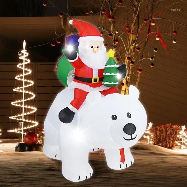 

christmas decorations 1.7x2.1m santa claus riding polar bear air mold inflatable shaking head doll giant outdoor yard home toy