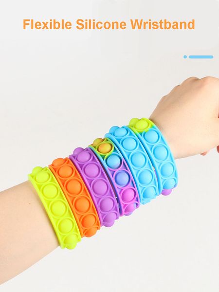 

flexible silicone bracelet colourful environment friendly push bubble antistress sensory toys wristband durable & comfortable wearable devic