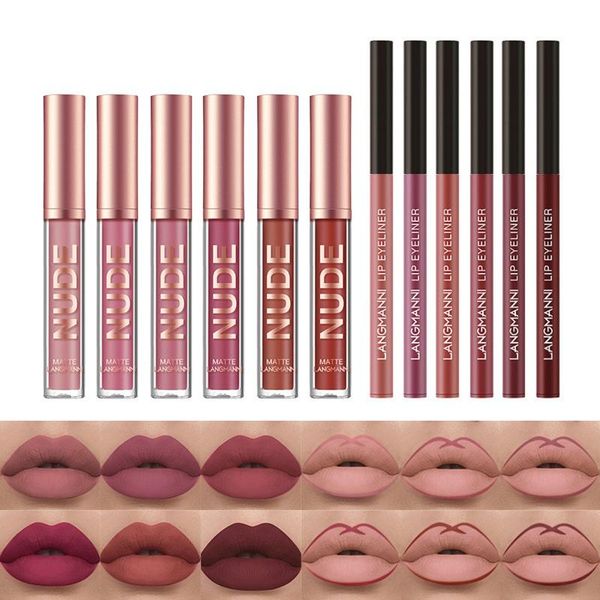 

lip gloss 6+6 makeup liner combo non-stick cup matte