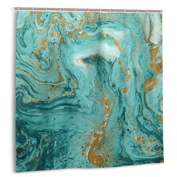 

home decoration shower curtain green gold beautiful abstract golden and turquoise mixed paints marble contemporary color