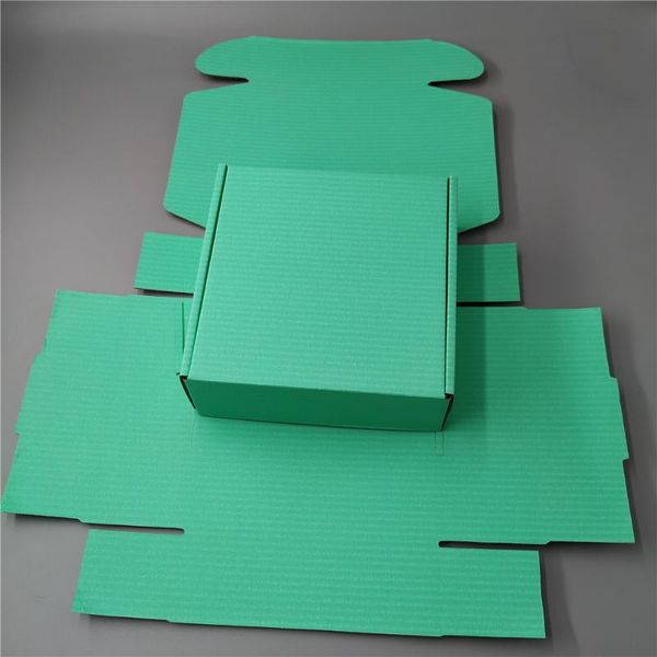 

15*15*5cm 10pcs green express shipping paper boxes blank 3-layer corrugated box
