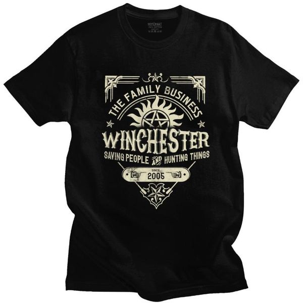 

men's t-shirts hip hop supernatural winchester business t shirt for men 2021 design t-shirt big size homme tee tv show tshirt merch, White;black