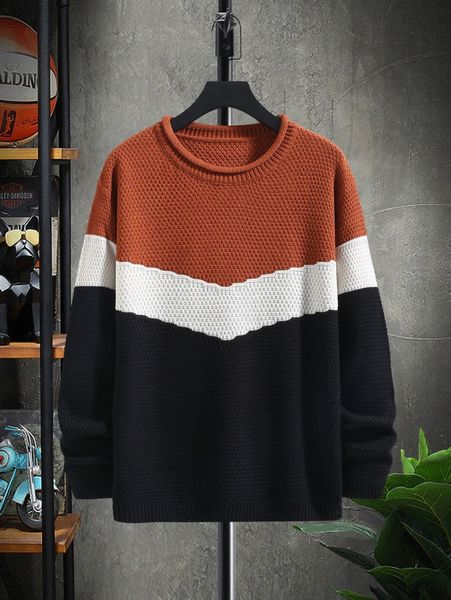 

men chevron pattern sweater l6lx#, White;black