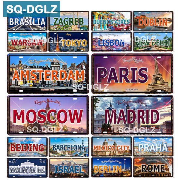 

[sq-dglz] city capital license plate tin sign vintage metal sign bar wall decoration home decor painting plaques art poster