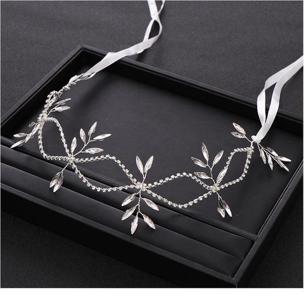 

handmade silver color crystal rhinestone wedding hair accessories ribbon bridal tiara ladies hair accessories gift acc qylnum