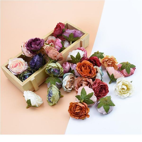 

6pieces fake flowers wall artificial plants home decor wedding party new year decorative flower wreaths diy gifts box si qylrzo