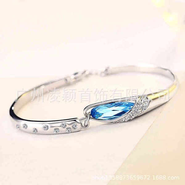 

bangle bracelets high version 12 constellations women's korean fashion jewelry shijia glass shoes blue crystal, Golden;silver