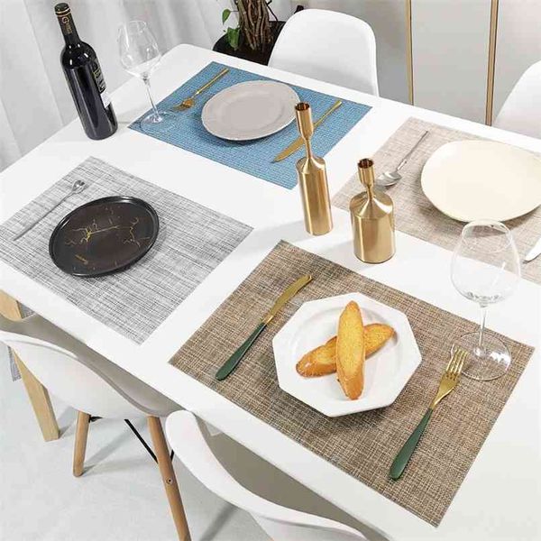 6 unids/set de manteles individuales de PVC lavables para mesa de comedor para café manteles individuales antideslizantes almohadilla para cuenco posavasos 210817