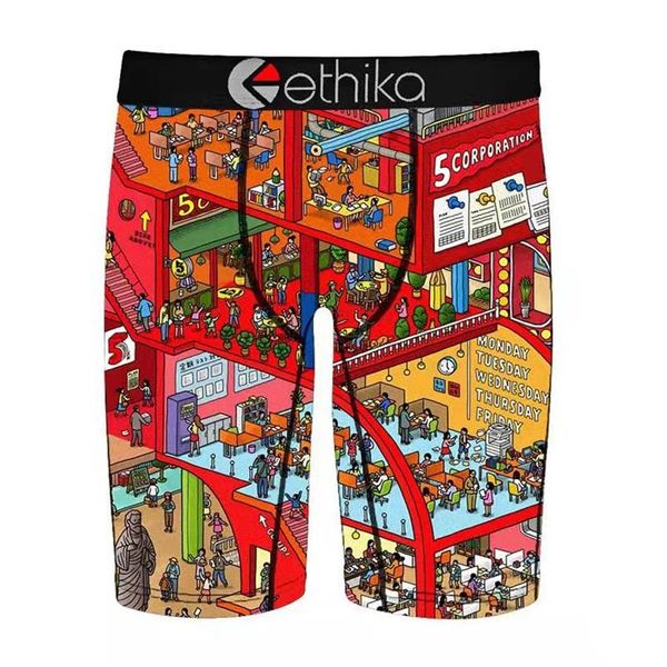 

underpants ethika tight and extended camouflage sports underwear ice silk anti-wear leg men's flat pants long leg running333, Black;white